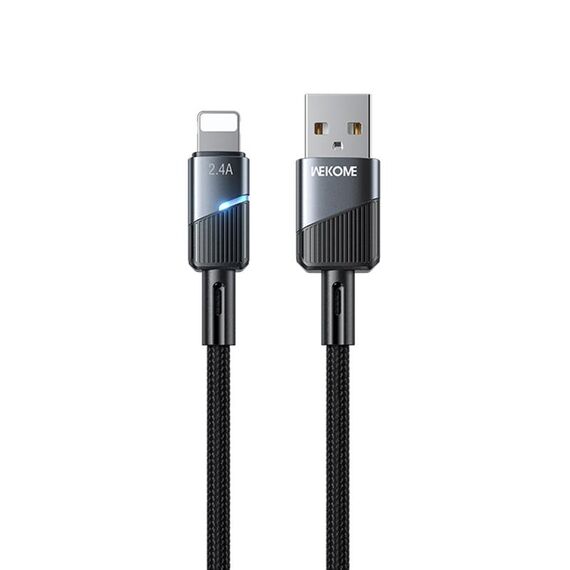 Cavo dati di ricarica rapida USB a 8 pin WK WDC-36i con spegnimento intelligente da 1 m, 2,4 A (nero)