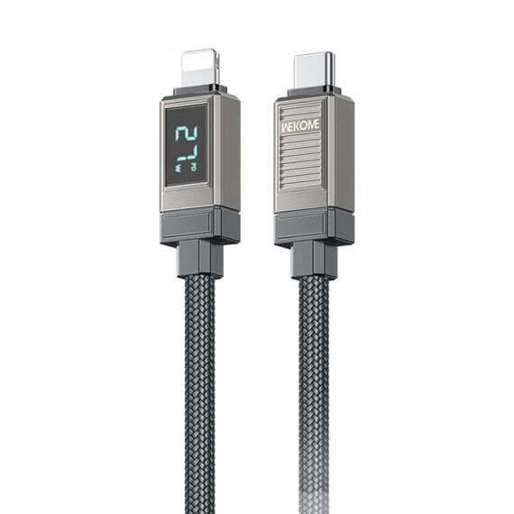 Cavo dati di ricarica rapida da tipo C a 8 pin con display digitale intelligente WK WDC-40 da 1,2 m PD27W (nero grigio)