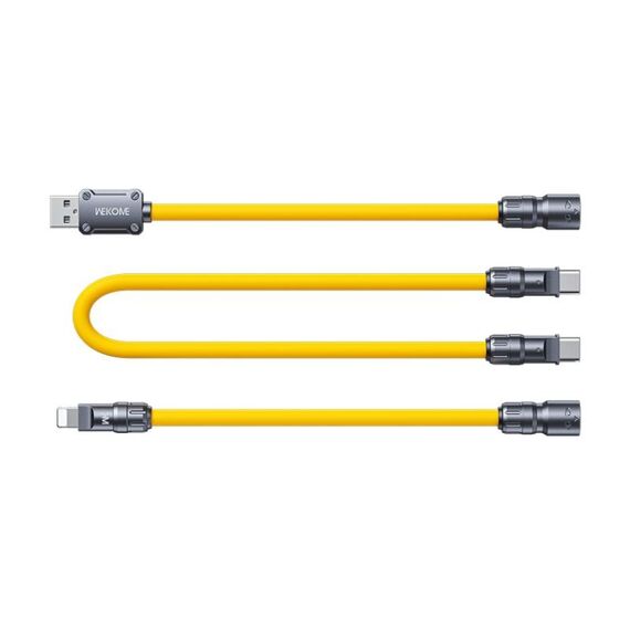 Cavo dati di ricarica rapida 4 in 1 in silicone WK WDC-20 Mecha Series da 1,4 m e 65 W (giallo)
