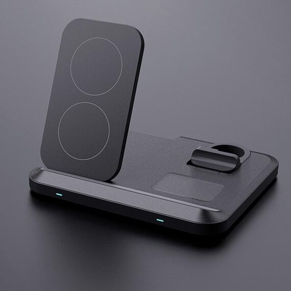 DW08 15W Caricabatterie wireless pieghevole 3 in 1 (nero)