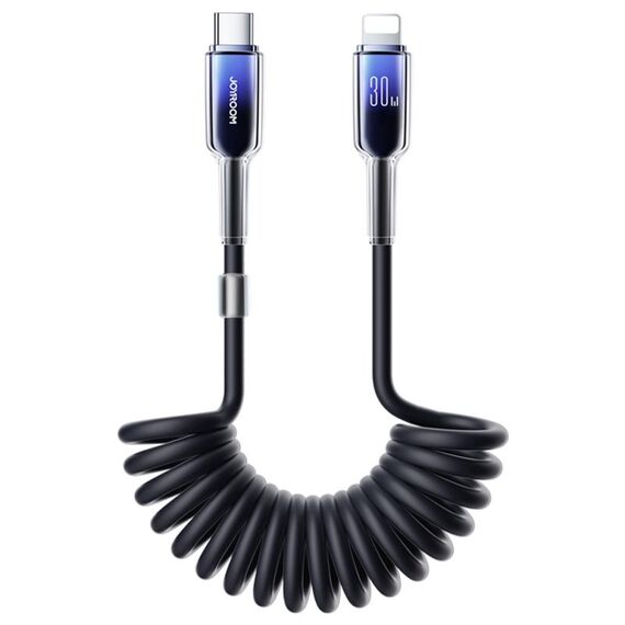 JOYROOM S-A43 Cavo dati di ricarica rapida a spirale USB-C/Tipo-C a 8 pin da 30 W, lunghezza: 1,5 m (nero)