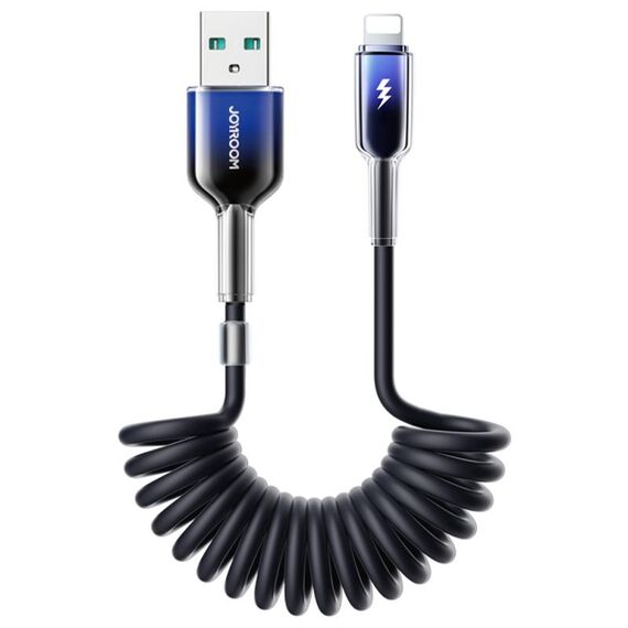 JOYROOM S-A43 Cavo dati di ricarica rapida a spirale USB 3A a 8 pin, lunghezza: 1,5 m (nero)