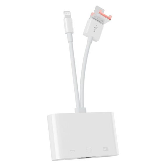 Adattatore multifunzione NK-107TL Pro USB-C / Type-C, 8 pin, USB a 8 pin, USB, RJ45 (bianco)