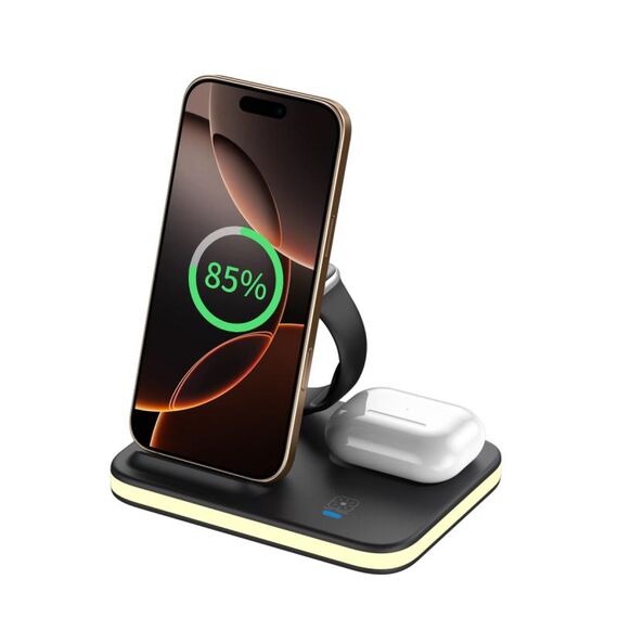 Caricabatterie rapido magnetico wireless pieghevole 4 in 1 (oro)
