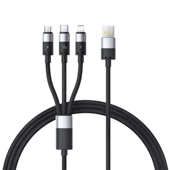 Baseus Star Speed ​​1,5 m PD100W Cavo di ricarica rapida 3 in 1 (nero)