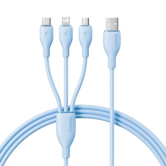 Baseus 1.3m Ultra-Fast 3 in 1 Cavo di ricarica rapida 3.5A (blu)