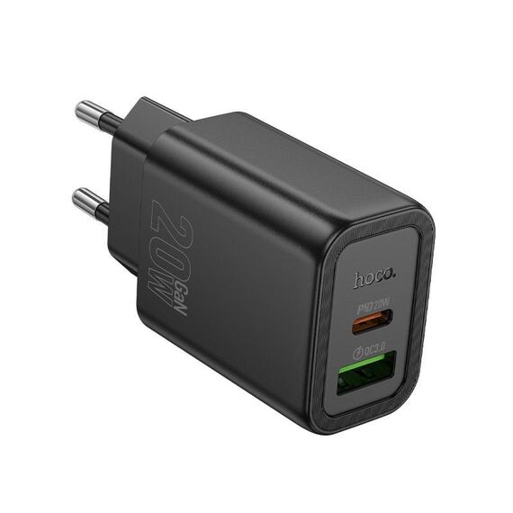 Caricabatterie a doppia porta hoco N61 PD20W+QC3.0, specifiche: spina UE (nero)