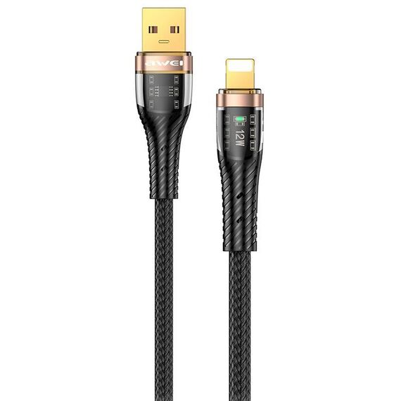 awei CL-229L Cavo di ricarica dati veloce USB A a 8 pin intrecciato, lunghezza: 1,2 m (nero)