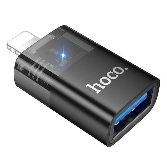 hoco UA36 8 pin maschio a USB femmina OTG adattatore trasparente (nero)