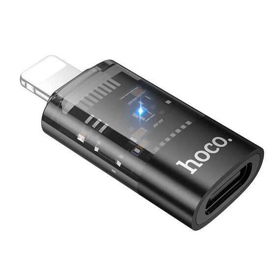 hoco UA36A 8 pin maschio a USB-C / tipo C femmina OTG adattatore trasparente (nero)