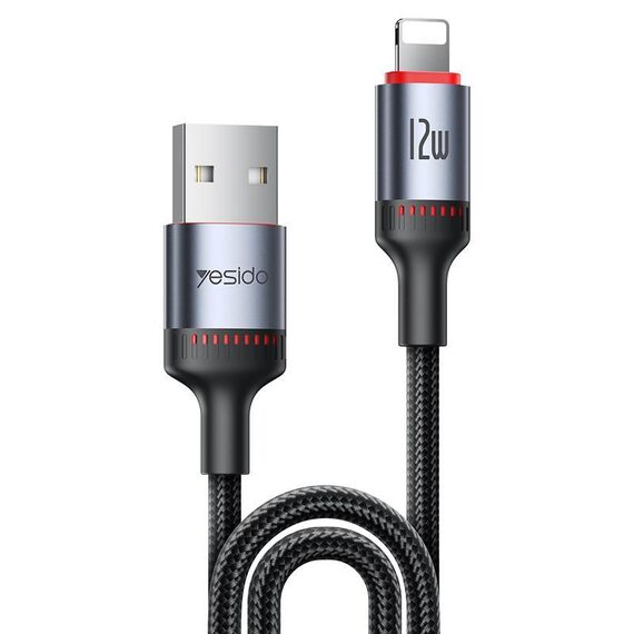 Cavo dati di ricarica Yesido CA130L 12W 2.4A USB a 8 pin, lunghezza: 2 m (nero)