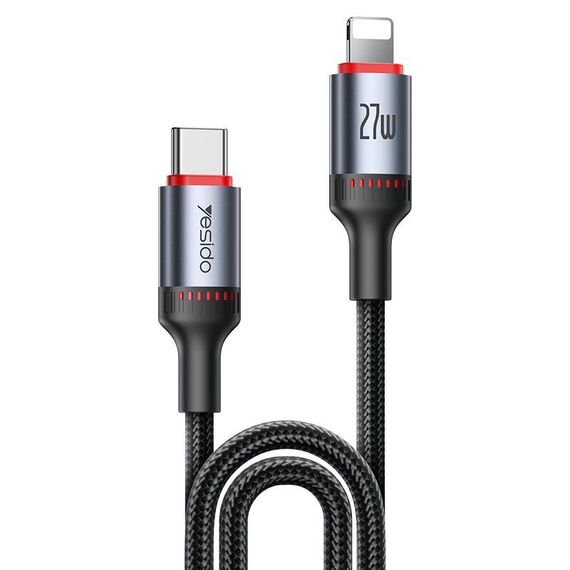 Cavo dati di ricarica Yesido CA184 PD27W 3A USB-C / Type-C a 8 pin, lunghezza: 2 m (nero)