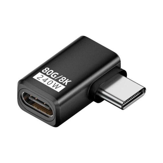 Adattatore USB4 2.0 Type-C da 240 W e 80 Gbps con funzionalità complete, modello: Side Bend (nero)