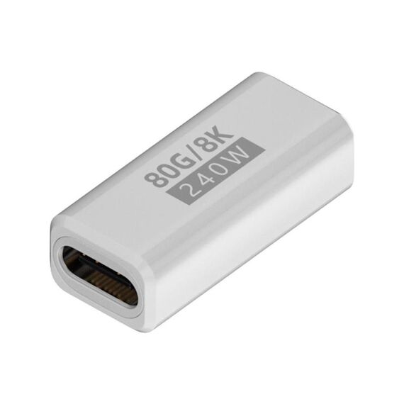Adattatore USB4 2.0 Type-C da 240 W e 80 Gbps con funzionalità complete, modello: da femmina a femmina (bianco)