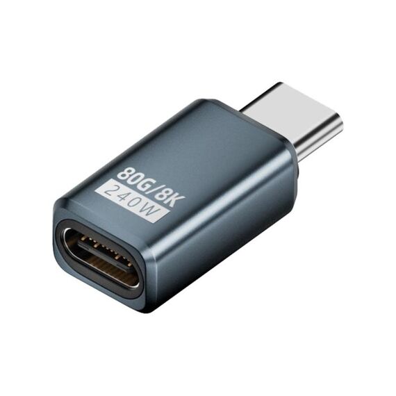 Adattatore USB4 2.0 Type-C da 240 W e 80 Gbps con funzionalità complete, modello: testa dritta (grigio)