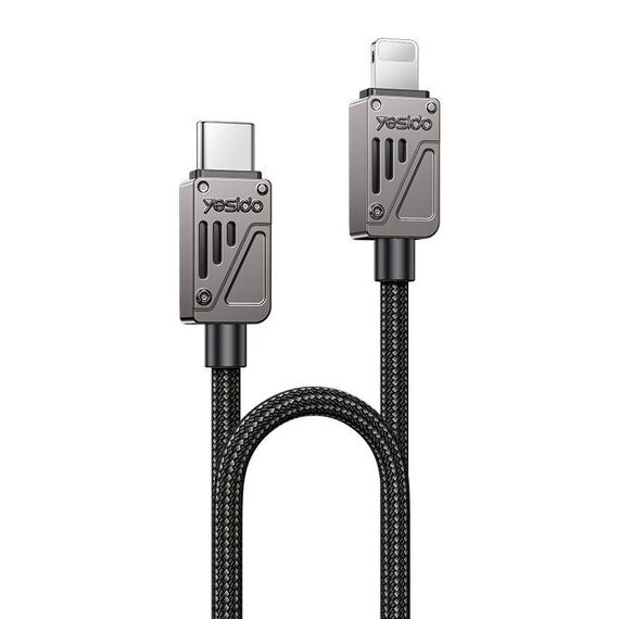Cavo dati Yesido CA195 da USB-C/Tipo-C a 8 pin in lega di zinco, 27 W 3 A, lunghezza: 1,2 m (nero)