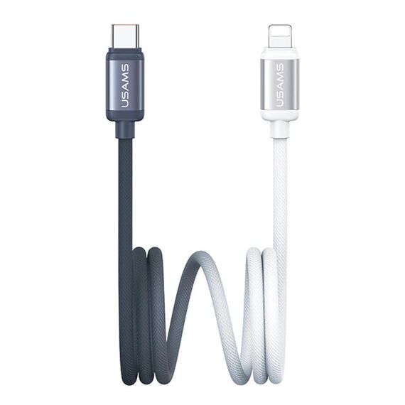 Cavo dati di ricarica rapida USAMS SJ757 da 30 W, tipo C a 8 pin, in lega di alluminio bicolore, lunghezza: 1,2 m (nero e bianco)