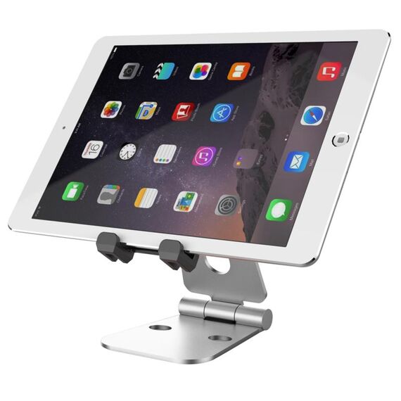 Supporto regolabile pieghevole universale in lega di alluminio, per iPad, Samsung, Lenovo, Sony e altri tablet (argento)