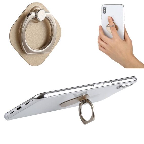 Supporto in metallo per telefono ad anello per iPad, iPhone, Galaxy, Huawei, Xiaomi, LG, HTC e altri smartphone (oro)