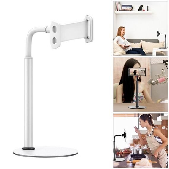 ZM-15 Supporto da tavolo girevole in lega di alluminio Supporto pigro per telefoni cellulari / tablet da 4,7-12,9 pollici (bianco)