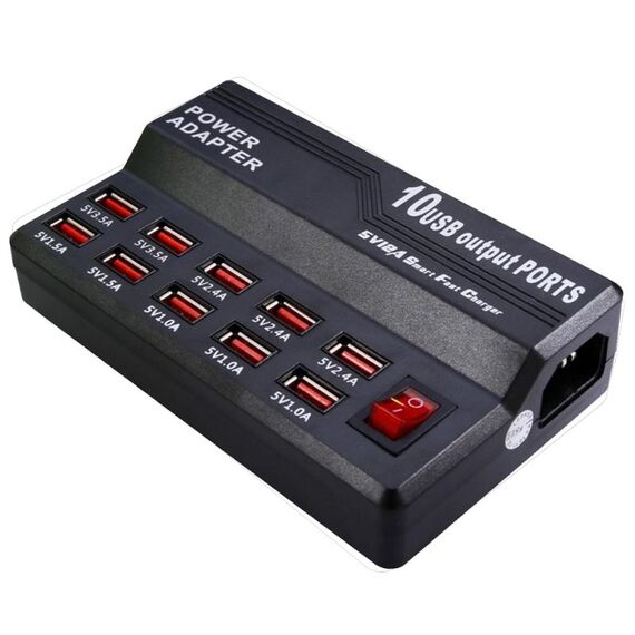 W-838 60W 10 porte USB Fast Charging Dock Desktop Smart Charger AC100-240V, spina UE