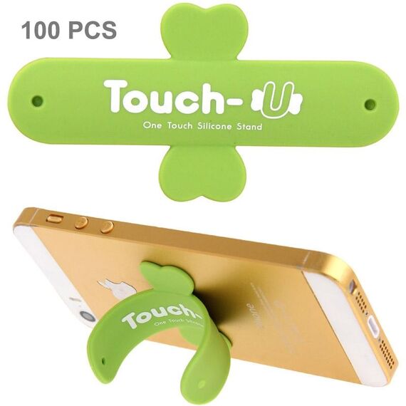 Supporto universale in silicone Touch-u One Touch da 100 pezzi, Per iPhone, Galaxy, Huawei, Xiaomi, LG, HTC e altri smartphone (verde)