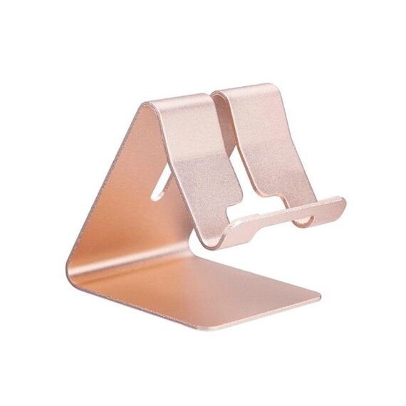 Supporto per desktop stand in alluminio per iPad, iPhone, Galaxy, Huawei, Xiaomi, HTC, Sony e altri telefoni cellulari o tablet (oro)