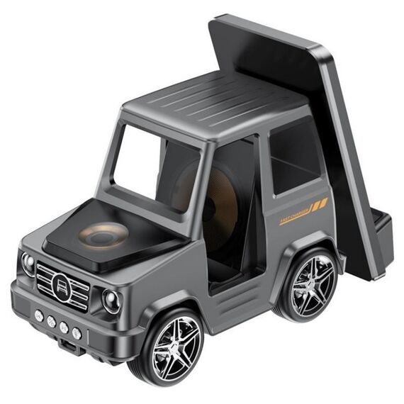G63 Bluetooth Speaker Clock Atmosphere Light 6-in-1 Car Shape 15W Caricabatterie da tavolo wireless (grigio)