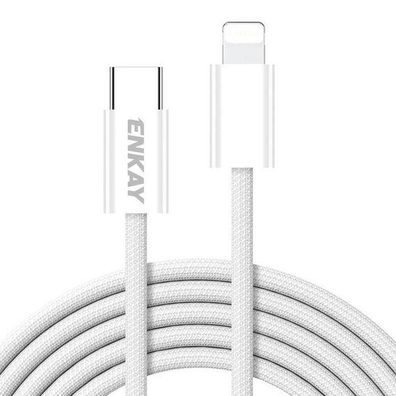 ENKAY CB175 Candy Color PD 27W Cavo dati di ricarica USB-C/Type-C a 8 pin, lunghezza: 2 m (bianco)