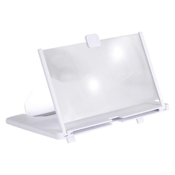 Lente d'ingrandimento per schermo del telefono cellulare da 12 pollici estraibile Supporto da tavolo 3D, stile: modello Blu-ray (bianco)