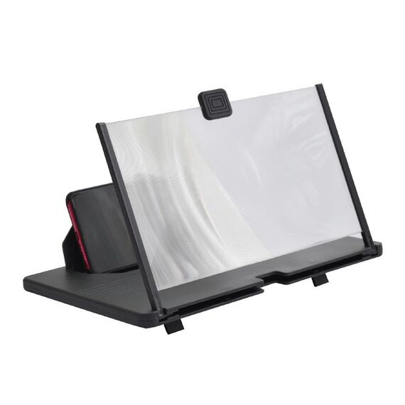Lente d'ingrandimento per schermo del telefono cellulare da 12 pollici estraibile Supporto da tavolo 3D, stile: modello Blu-ray HD (nero)