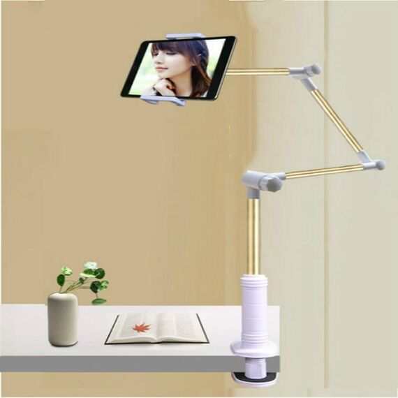Supporto per telefono pieghevole a braccio lungo con rotazione a 360 gradi per tablet e telefono da 4-14 pollici (oro)