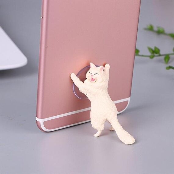 60 PCS Sucker Design Cute Cat Smartphone Holder (bianco)