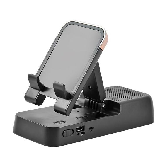 Stand desktop multifunzione per telefono cellulare e tablet con altoparlante Bluetooth (nero)