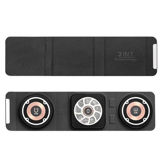 Caricabatterie wireless pieghevole Magsafe 3 in 1, ricarica wireless veloce portatile (nero)
