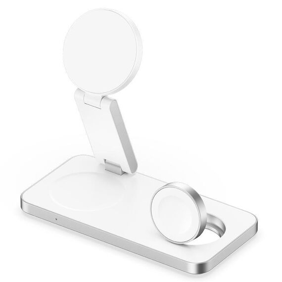 T8 3 in 1 Dock di ricarica wireless magnetico pieghevole per Apple Watch / iPhone / AirPods (bianco)