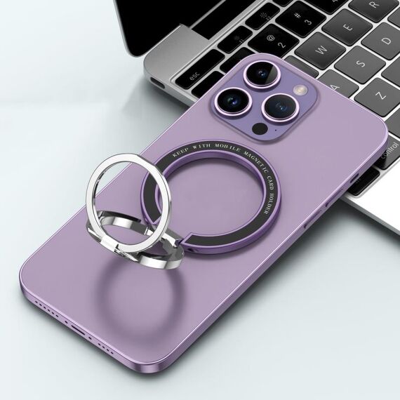 Supporto per telefono ad anello magnetico a doppio asse per auto (viola brillante)