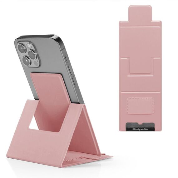 Porta telefono pieghevole ultra sottile in pelle PU (oro rosa)