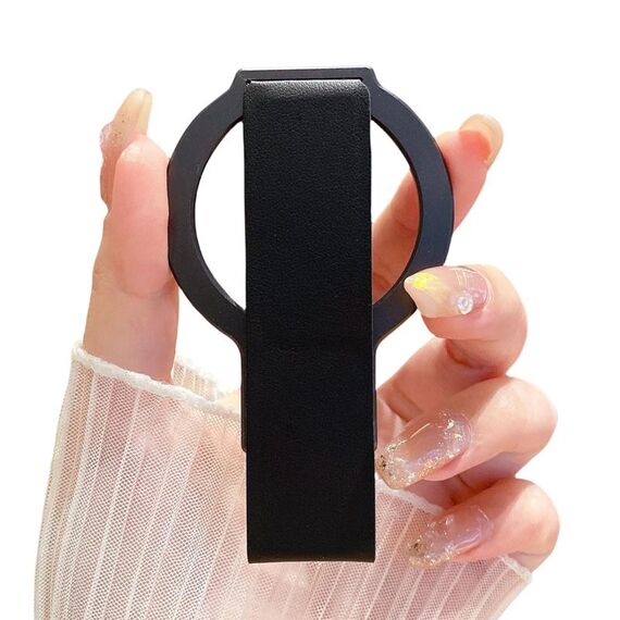 Supporto magnetico per telefono con cinturino in pelle (nero)