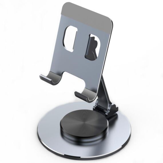 019 Supporto per tablet per telefono desktop con rotazione a 360 gradi in lega di alluminio (grigio)