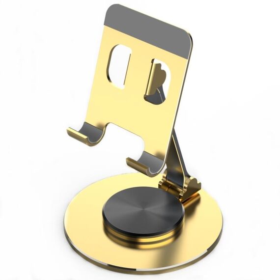 019 Supporto per tablet per telefono desktop con rotazione a 360 gradi in lega di alluminio (dorato)