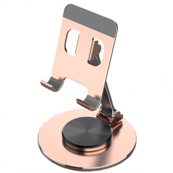 019 Supporto per tablet per telefono desktop con rotazione a 360 gradi in lega di alluminio (oro rosa)