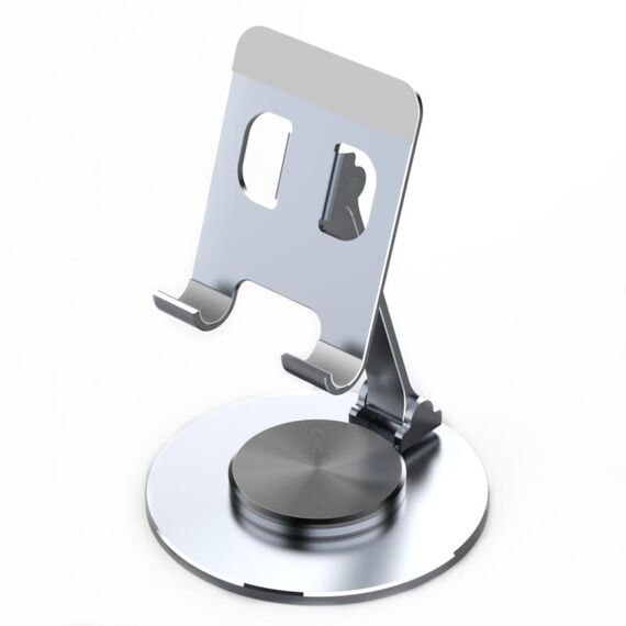 019 Supporto per tablet per telefono desktop con rotazione a 360 gradi in lega di alluminio (argento)