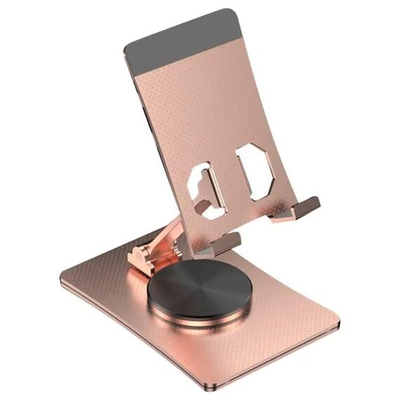 025 Supporto per telefono da tavolo pieghevole regolabile in lega di alluminio (oro rosa)