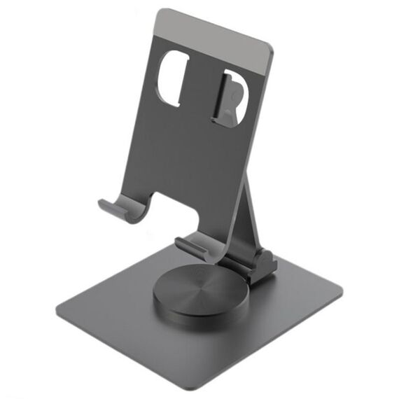 YY-022 Supporto per tablet per telefono desktop in lega di alluminio con rotazione di 360 gradi (nero)