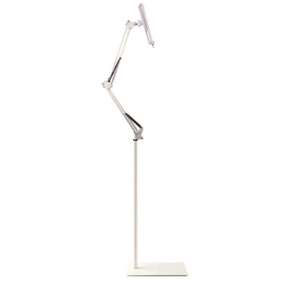 Tablet da 135 cm per telefono cellulare Trasmissione in diretta Staffa di sollevamento da comodino Modello da pavimento a sbalzo (bianco)