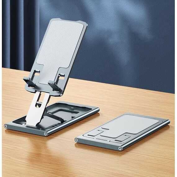 028 Supporto per telefono portatile pieghevole in lega di alluminio (grigio)