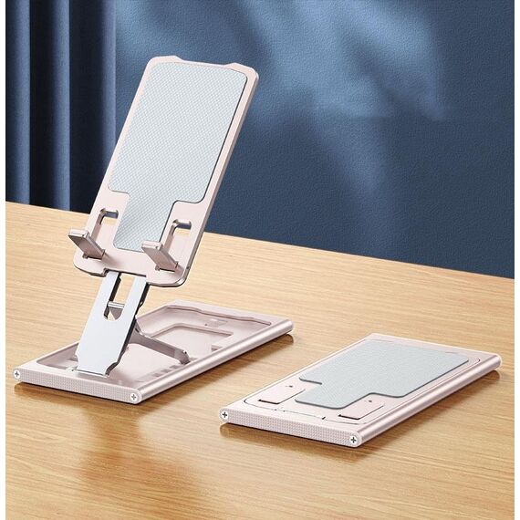 028 Supporto per telefono pieghevole portatile in lega di alluminio (oro rosa)