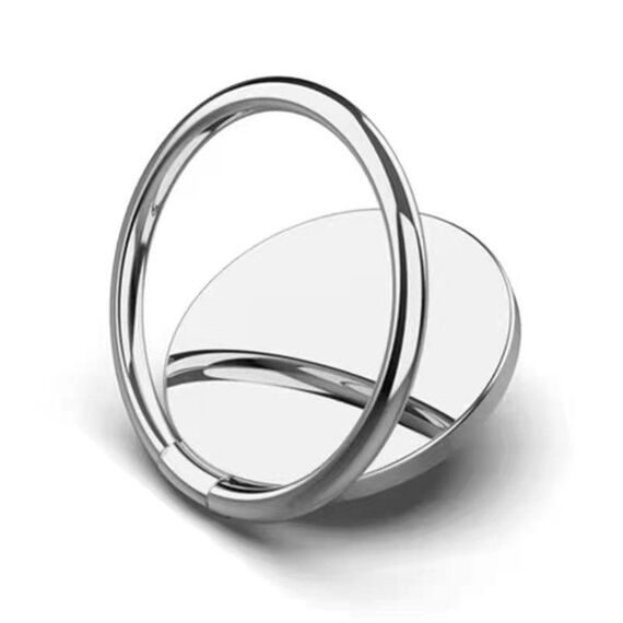 Staffa interamente in metallo Fibbia ad anello magnetico rotante a 360 gradi per telefono (argento)