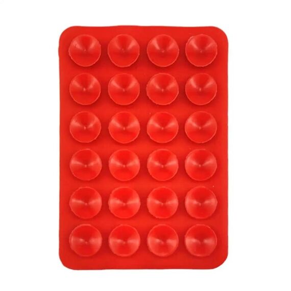 Adesivi posteriori per cellulare in silicone con ventosa a forma quadrata da 24 pezzi per cellulare(Rosso)